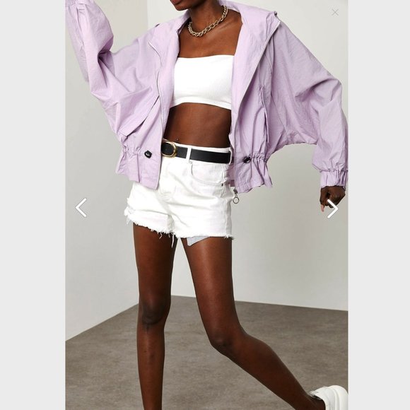 ChicksDesire Jackets & Blazers - Lilac Pleated Waist Bat Raincoat